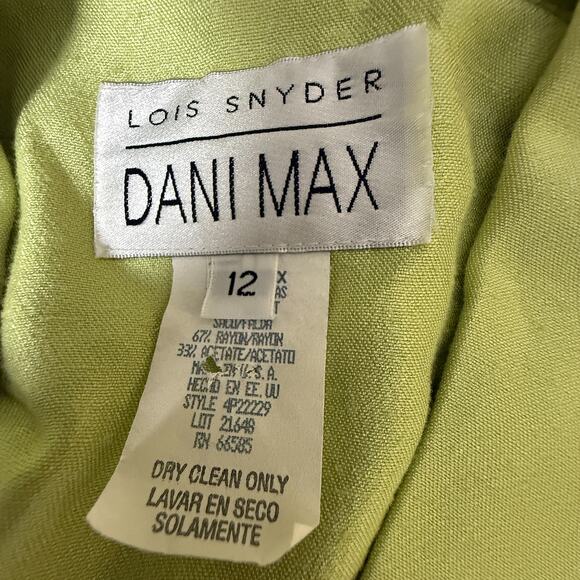 Lois Snyder Dani Max Lime Green 2 Piece Skirt Suit Set Blazer Jacket Size 12 - Picture 3 of 5